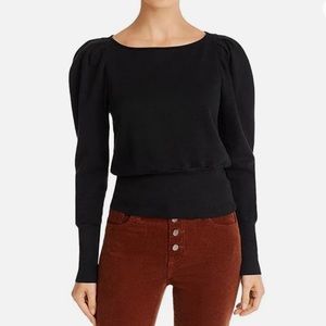 Adriano Goldschmied Black Puff Sleeve Walker Sweatshirt Size Large